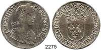 AUSLÄNDISCHE MÜNZEN,Frankreich Ludwig XIV. 1643 - 1715Ecu a la meche longue 1649 &, Aix-en-Provence.  27,04 g.  Duplessy 1469.  KM 155.18.  Dav.3799.
