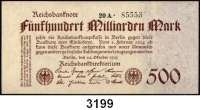 P A P I E R G E L D,Weimarer Republik 500 Milliarden Mark 26.10.1923.  Ros. DEU-151 a, b, 152 a, b, d.  LOT 5 Scheine.