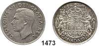 AUSLÄNDISCHE MÜNZEN,Kanada Georg VI. 1936 - 1952 50 Cents 1948.  Schön 44.  KM 45.