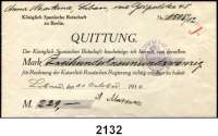 P A P I E R G E L D,Dokumente  Quittung der Königlich Spanischen Botschaft zu Berlin über 229 Mark.  Quittiert zu Libau am 30.Oktober 1916.  Mit Botschaftsstempel.