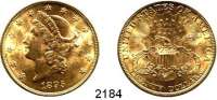 AUSLÄNDISCHE MÜNZEN,U S A  20 Dollars 1895.  (30,09g fein).  Kahnt/Schön 52.  KM 74.3  Fb. 177.  GOLD.