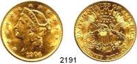 AUSLÄNDISCHE MÜNZEN,U S A  20 Dollars 1904.  (30,09g fein).  Schön 114.  KM 74.3  Fb. 177.  GOLD.