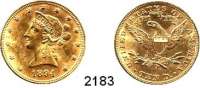 AUSLÄNDISCHE MÜNZEN,U S A  10 Dollars 1894.  (15,04g fein).  Kahnt/Schön 49.  KM 102.  Fb. 158,  GOLD.
