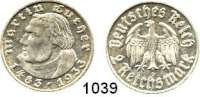 R E I C H S M Ü N Z E N,Drittes Reich  2 Reichsmark 1933 D.  Jaeger 352.  Luther.