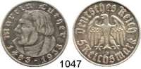 R E I C H S M Ü N Z E N,Drittes Reich  5 Reichsmark 1933 J.  Jaeger 353.  Luther.
