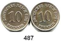 R E I C H S M Ü N Z E N,Kleinmünzen  10 Pfennig.  Jaeger 4.  1876 A und C.  LOT. 2 Stück.