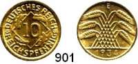 R E I C H S M Ü N Z E N,Kleinmünzen  10 Pfennig 1934 E  Jaeger 317.