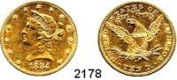 AUSLÄNDISCHE MÜNZEN,U S A  10 Dollars 1884 S.  (15,04g fein).  Kahnt/Schön 49.  KM 102.  Fb. 160,  GOLD.