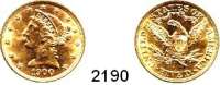 AUSLÄNDISCHE MÜNZEN,U S A  5 Dollars 1901  (7,5g fein).  Schön 111.  KM 101.  Fb. 143. GOLD..