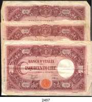 P A P I E R G E L D,AUSLÄNDISCHES  PAPIERGELD Italien 500 Lire 8.10.1943.  Pick 70 a.  LOT. 3 Scheine.