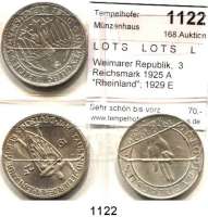 R E I C H S M Ü N Z E N,L O T S     L O T S     L O T S  Weimarer Republik,  3 Reichsmark 1925 A 