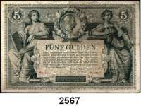 P A P I E R G E L D,AUSLÄNDISCHES  PAPIERGELD Österreich 5 Gulden 1.8.1881.  Pick A 154.